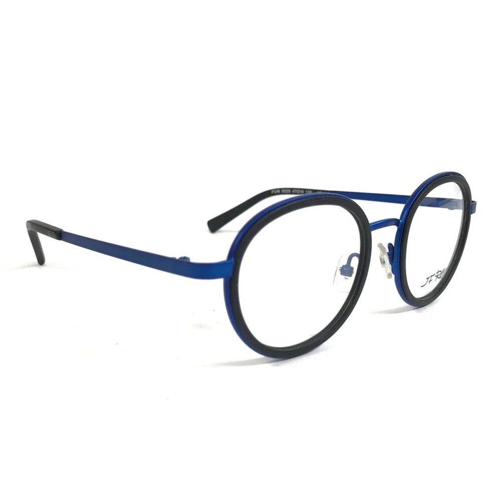 J.F. Rey Eyeglasses Frames FUN 0025 Matte Black Blue Round Full Rim 47-19-135